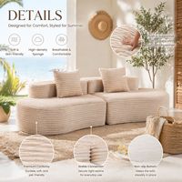 Weißes Cord-Sofa in L-Form, Modulares Dreisitzer-Sofa, Kreatives Unregelmäßiges Anpassbares Modernes Einfaches Schwamm-Sofa für Hotelgebrauch