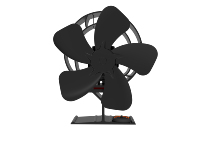 Ventilateur de foyer alimenté par la chaleur, oscillant à large angle de 60 degrés, avec thermomètre intégré, 5 pales