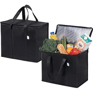 Promosyon olmayan dokuma yalıtımlı açık piknik gıda soğutucu çanta şarap Tote soğutucu çanta ile özel baskı logosu