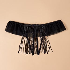 Ding Zhi Mei Sexy <b>Thong</b> Underwear <b>Black</b> Solid Color Breathable Polyester Fiber Women's Summer 2024 - Product Image 3