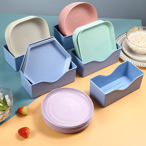 Ensemble d'assiettes en plastique de style japonais, couleurs nordiques, pour collations, fruits, légumes, rangement des os, usage domestique - Product Image 2