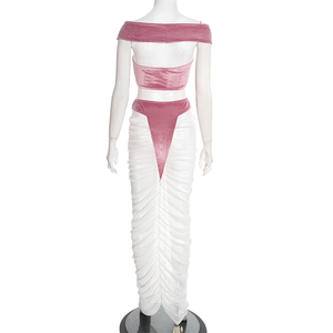 المرأة المخملية عبر قمم للدبابات + خليط جوفاء عالية الخصر التنورات مطابقة مثير <span class=keywords><strong>2</strong></span> قطعة مجموعة - Product Image 5