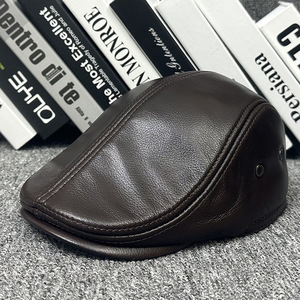 Gorras Planas J229 para Hombre, de Cuero Auténtico, Estilo Gorra de <span class=keywords><strong>Director</strong></span>, con Orejeras, Color Negro, Casual, Vintage, para Conducir en Invierno - Product Image 3