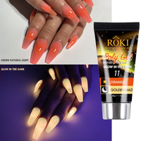 ROKI Gel Poly UV Phát Sáng 30Ml Bán Sỉ Gel Poly Mở Rộng Nhanh Bóng Gel Acrylic Phát Sáng Trong Bóng Tối