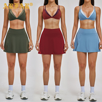 Tenues de sport pour femmes, faux ensemble deux pièces, soutien-gorge de sport, short de course, leggings avec poche, vêtements de yoga doux comme du beurre, ensembles de vêtements de sport