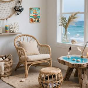 لافتة ديكور جداري للشاطئ الاستوائي-لوحة تزلج ملونة للمنزل والمكتب والمنزل ، لوحة فنية مثالية لجدار الشاطئ وديكور ركوب الأمواج 12 "* 8" - Product Image 3