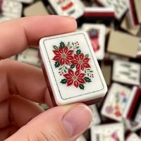 Prêt à expédier : Jeu de Mahjong de Noël 160 pièces en acrylique avec design portable – Cadeau festif pour le divertissement à domicile