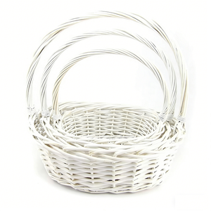 Panier de rangement haut multifonction en rotin PP tressé blanc écologique et durable HF0352 pour le shopping et les mariages - Product Image 1