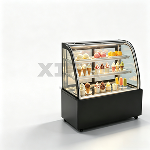 <span class=keywords><strong>Vitrina</strong></span> <span class=keywords><strong>Refrigerada</strong></span> de Vidrio Curvo con Certificación CE, Exhibidor de Pasteles de Acero Inoxidable para el Mercado Internacional - Product Image 1