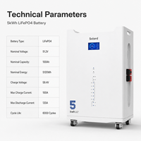 Batterie de stockage d'énergie domestique 5kWh, 51V 100Ah, haute efficacité, LFP, 512V 100Ah, prix de gros, 15 unités en connexion parallèle