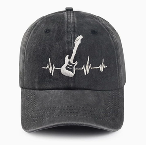 Gorra de Béisbol Retro de Algodón Lavado con Bordado de ECG de Guitarra, Ajustable, Informal, para Hombre y Mujer - Product Image 1