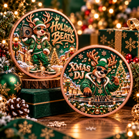 Pièce de monnaie commémorative de Noël personnalisée en cuivre pur 999 de 1 oz, motif renne, boîte cadeau, relief 3D, impression UV, animaux de collection