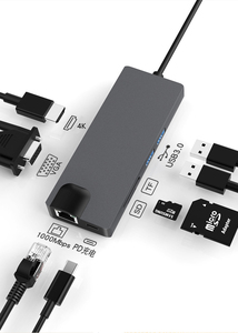 直販 8in1 <span class=keywords><strong>USB</strong></span> C ハブ 3.0 アルミ PVC ノートパソコン タイプC ドッキングステーション RJ45 イーサネット 充電アダプター Pro HDTV TF - Product Image 3