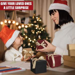 Cajas de Regalo Cuadradas Pequeñas <span class=keywords><strong>para</strong></span> <span class=keywords><strong>Navidad</strong></span> con Tapas y Cinta Dorada, Cajas de Regalo Kraft Rojas, Marrones y Negras <span class=keywords><strong>para</strong></span> Fiestas y Propuestas - Product Image 6