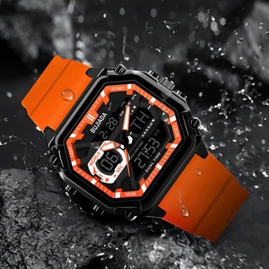 Montre électronique carrée BUJIADA pour homme, montre à quartz numérique, affichage LED double heure, montre électronique pour homme, étanche - Product Image 1