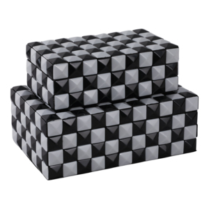 Scatola Decorativa a Quadretti per Conservazione Oggetti, Moderna Scatola Portagioie con Coperchio per Soggiorno, Arredamento Contemporaneo - Product Image 6