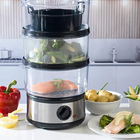 Vaporizador de alimentos eléctrico de 2 capas, máquina para cocinar arroz