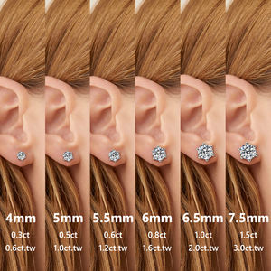 Envío Gratis, Pendientes de Diamantes de Laboratorio con Certificado GRA, Moissanita de 0.5ct, 1ct, 2ct, 3ct, Chapados en Oro de 14K, Plata S925, Regalos para Hombres y Mujeres - Product Image 5