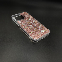 Coque arrière blindée à paillettes pour iPhone 13 Mini Pro Max, avec des fleurs séchées, couverture complète antichoc, colle artisanat