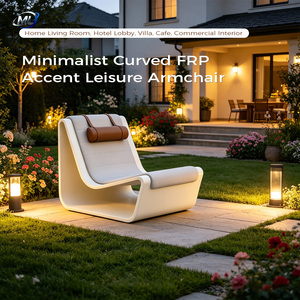 Fauteuil de jardin d'extérieur ML minimaliste incurvé en FRP, chaise de loisirs avec cadre en résine durable, inclinable manuellement, couleur blanche - Product Image 6
