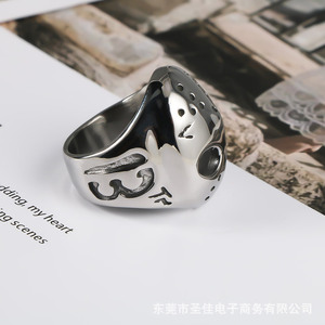 Men's Punk Skull <b>Titanium</b> Steel <b>Ring</b> Mask Shape SA806 Gift Jewelry - Product Image 3
