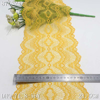 Offre Spéciale 21cm Jaune Stretch Spandex Nylon Dentelle Fleur Élastique Dentelle Garniture pour Lingerie