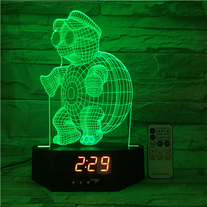Mát rùa Acrylic Thiết kế Giấc Mơ ánh sáng ban đêm với chức năng đồng hồ 3D ảo ảnh Đèn - Product Image 2