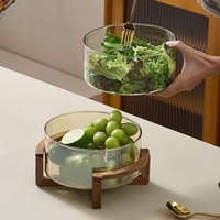 Plateau à fruits et saladier en verre durable, transparent, grande capacité, moderne, pour usage domestique