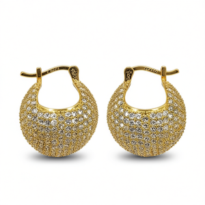 Orecchini a Cerchio con Diamanti E4229, Placcati in Oro 22k, Taglio Brillante Rotondo, Gioielli di Lusso da Donna per Uso Quotidiano - Product Image 1