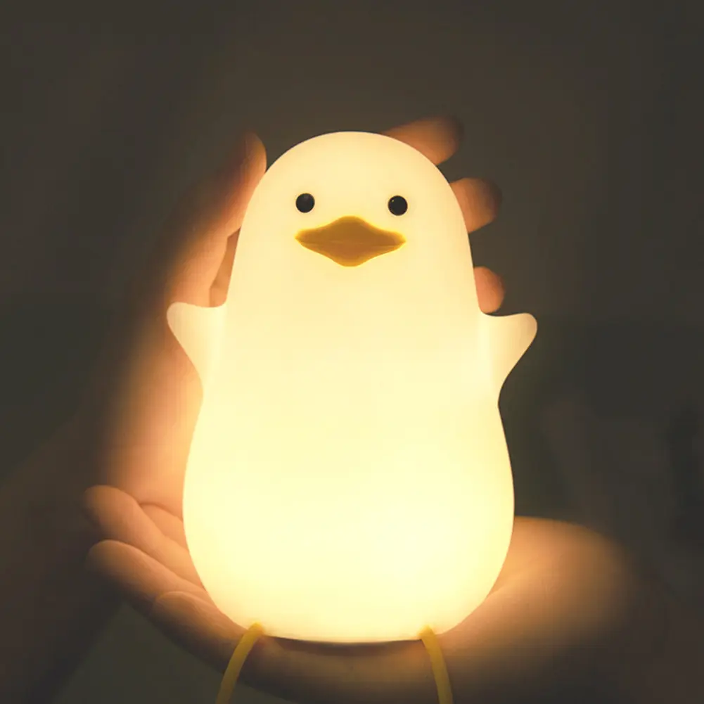 USB Rechargeable Bedside Night Light Duck Silicone Children's Night Lamp Touch Sensor 2 Bedroom Bedside Lamp For Kids Baby Gift