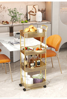 Chariot de rangement en plastique transparent à 2 à 4 niveaux pour légumes ou fruits de cuisine