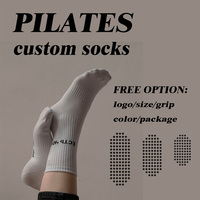 Chaussettes en coton de haute qualité, tricotées, épaisses, brodées, logo personnalisé, chaussettes antidérapantes pour le Pilates
