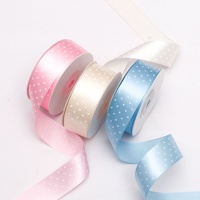 Ruban de luxe en polyester imprimé à pois fins, largeur 2,5 cm, simple face, pour nœuds papillon, emballage cadeau DIY, bouquets de fleurs