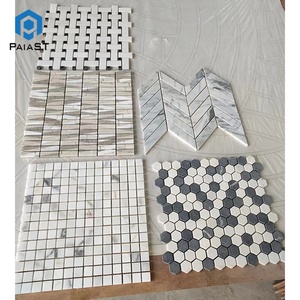 Dosseret de cuisine en marbre <span class=keywords><strong>Blanc</strong></span> de Carrare Petit Cube Motif Mosaïque - Product Image 5