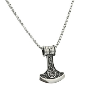 Thor's Hammer Pendant <b>Titanium</b> Steel Men's Necklace Retro Punk Style Everyday Wear 280590 - Product Image 5