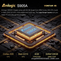 Boîtier TV Android 14 VONTAR X5, 4 Go de RAM, 32 Go de ROM, Amlogic S905A, Wifi6 1000M, Ultra HD 4K avec télécommande vocale, prise en charge du lecteur IPTV
