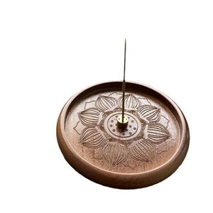 Support d'encens moderne en bois de santal massif de qualité supérieure, écologique, pour 4 bâtonnets, avec cendrier, pour méditation, prières à domicile, printemps-été - Product Image 4