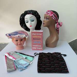Custom Satin Hair Bag With logo Jewelry Cosmetics Gift Silk Bag Hair Packaging <b>Wig</b> Storage Bonnet - Product Image 3