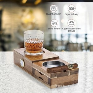 Cenicero de madera para cigarros con soporte de vidrio, a prueba de humedad, rectangular, para uso en el hogar y la sala de estar. - Product Image 2