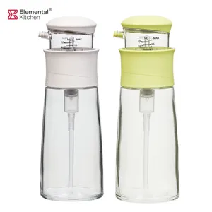 Kitchen Measuring Control Glass Olive Cooking Oil Vinegar Glass Bottle with Pourer Drizzler Lid