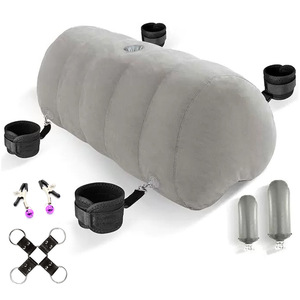 Oreiller gonflable en PVC gris avec menottes, ensemble d'oreillers floqués - Product Image 2