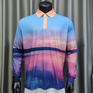 เสื้อโปโลแขนยาวผ้าโพลีเอสเตอร์ผสมสแปนเด็กซ์แบบซับลิเมชั่นสั่งทำพิเศษ ป้องกันรังสียูวี 50+ สำหรับผู้ชาย แห้งเร็ว เหมาะสำหรับตกปลา วิ่ง - Product Image 1