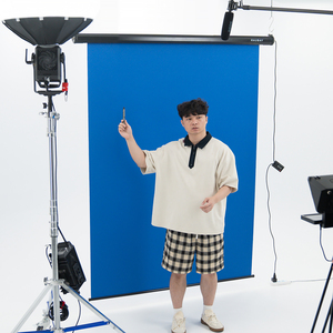 Pantalla de Fondo Motorizada Retráctil de Poliéster Azul RAUBAY - 59.8" X 86.6" Plegable para Montaje en Techo/Pared - Product Image 5