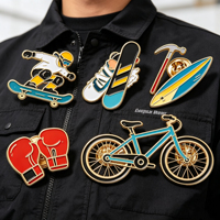 Lot de broches en émail sur le thème du sport : Skateboard, Surf, Gants de boxe – Idéal pour la décoration de sacs à dos et vêtements