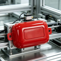 Boîtier de protection en plastique rouge moulé par injection sur mesure avec languettes de fixation pour module de contrôle industriel et câblage électrique