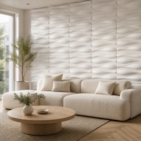 Panel Dinding PVC Anti Air 3D Ripple Tahan Api Mudah Dipasang untuk Latar Belakang Sofa, Custom Pabrik