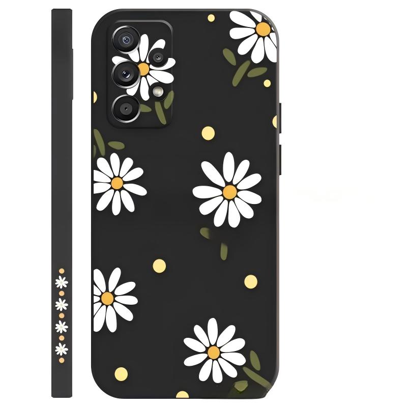 Elegant black with green leaves and white flowers