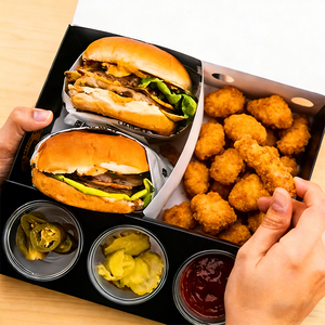 Boîte à compartiments pour <span class=keywords><strong>mini</strong></span>-burgers, biodégradable, recyclable, écologique, pour emporter, en papier, pour le partage, pour <span class=keywords><strong>poulet</strong></span> frit - Product Image 2