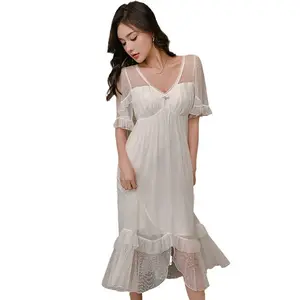 Sexy Pajama Modal Nightdress Desire Court Style Sweet Long Short Sleeve French Pure Summer Women Pajamas Woven Summer Lingerie
