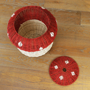 Mushroom Shaped Rattan Storage <b>Basket</b> Red White Willow <b>Weaving</b> Multifunctional Toy Storage Home Decor - Product Image 4